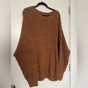 Oversized brown knit sweater